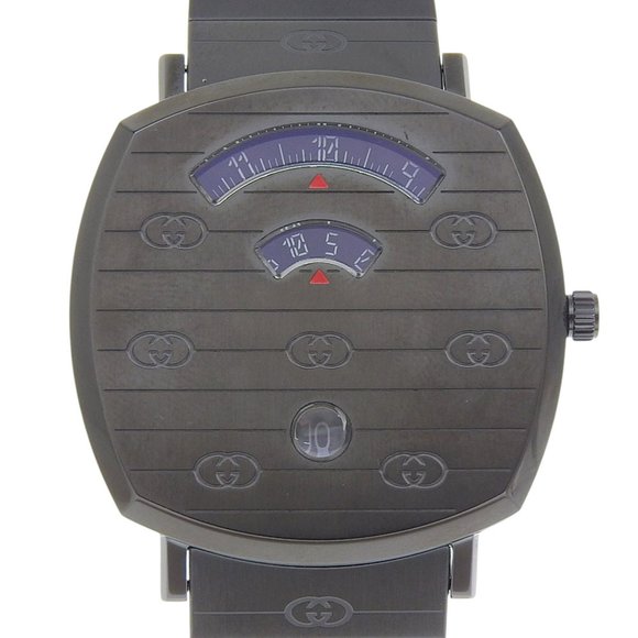 Gucci Grip Watch 157.3 Stainless Steel Black Quartz Movement Analog Displa...